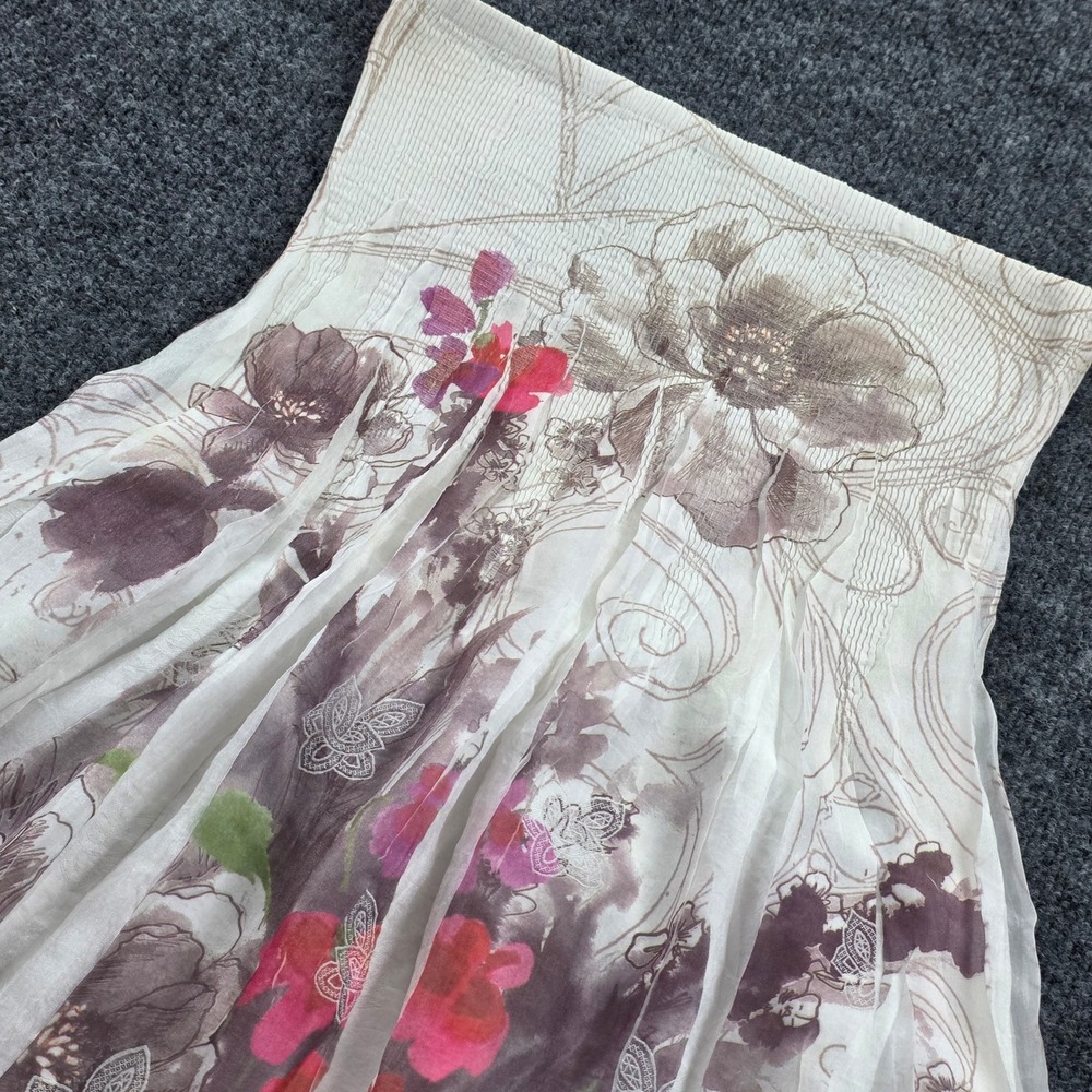 Lapis Maxi Dress Strapless Smocked Floral Butterfly‎ Boho Pink White One Size W